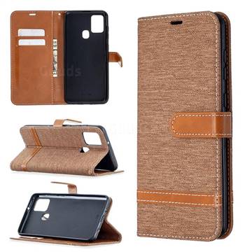 Jeans Cowboy Denim Leather Wallet Case for Samsung Galaxy A21s - Brown