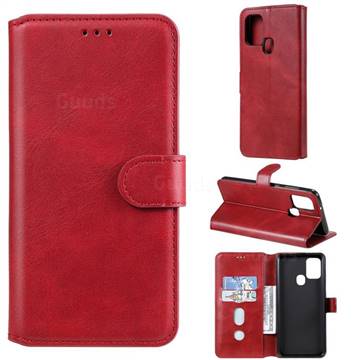 Retro Calf Matte Leather Wallet Phone Case for Samsung Galaxy A21s - Red