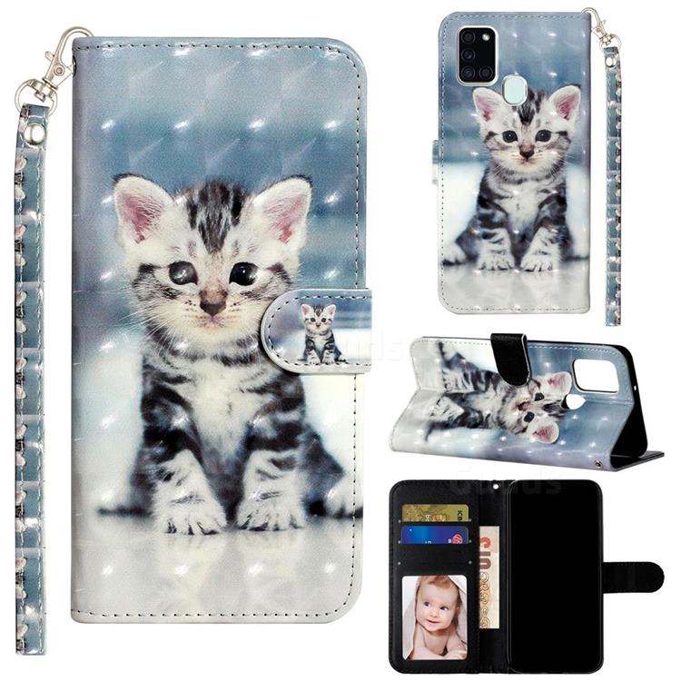 Kitten Cat 3D Leather Phone Holster Wallet Case for Samsung Galaxy A21s