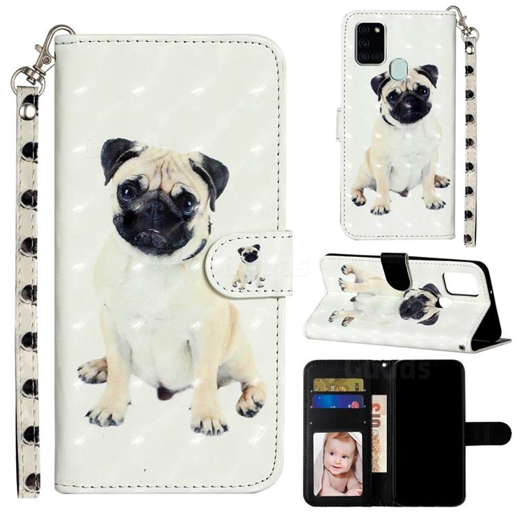 Pug Dog 3D Leather Phone Holster Wallet Case for Samsung Galaxy A21s