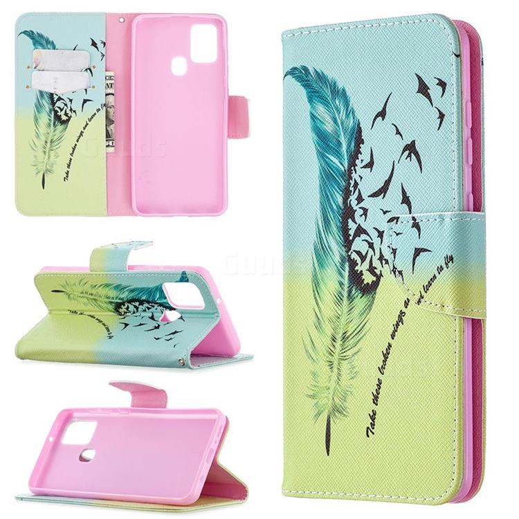 Feather Bird Leather Wallet Case for Samsung Galaxy A21s