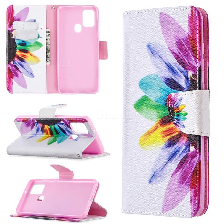 Seven-color Flowers Leather Wallet Case for Samsung Galaxy A21s