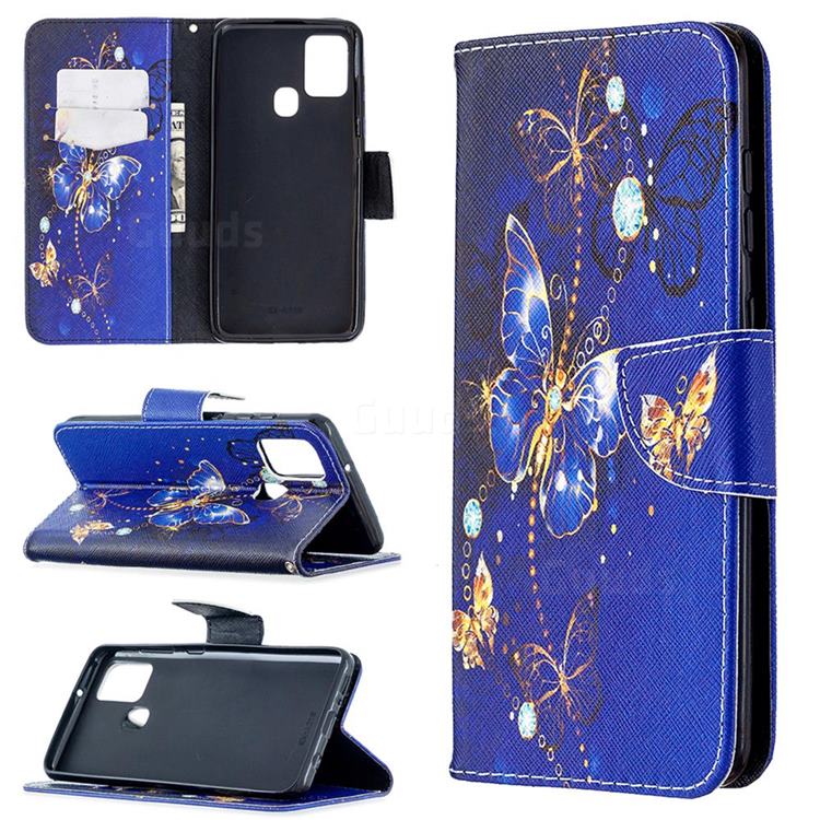 Purple Butterfly Leather Wallet Case for Samsung Galaxy A21s