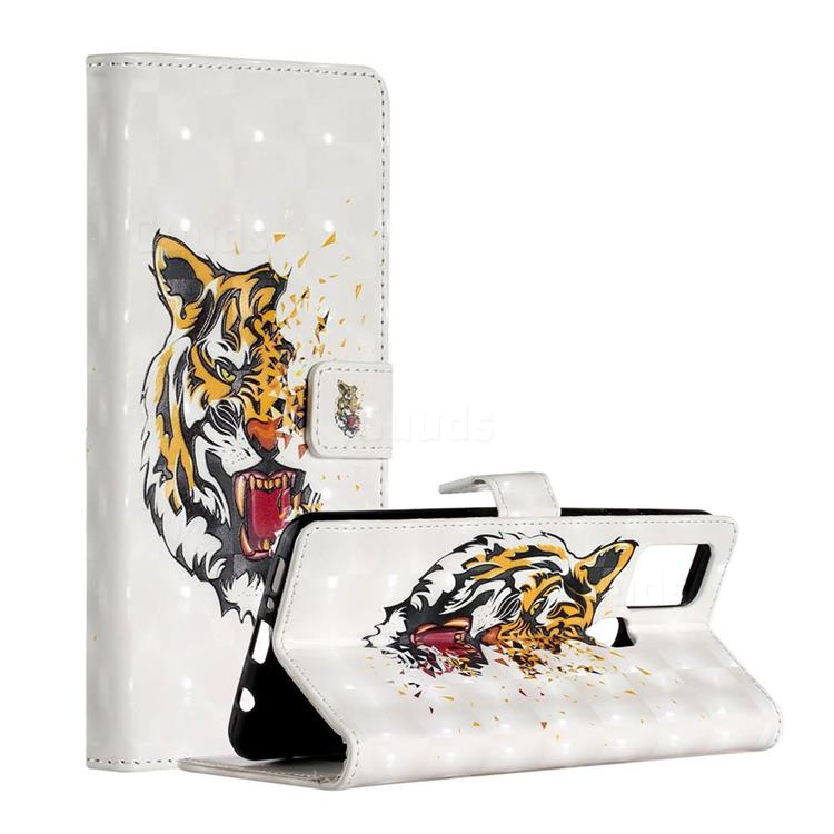 Toothed Tiger 3D Painted Leather Phone Wallet Case for Samsung Galaxy A21s