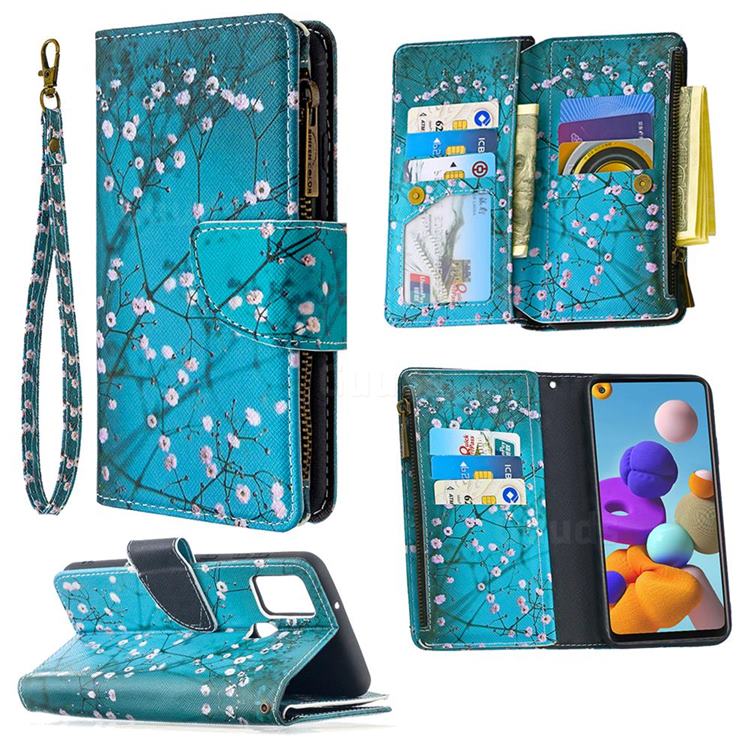 Blue Plum Binfen Color BF03 Retro Zipper Leather Wallet Phone Case for Samsung Galaxy A21s