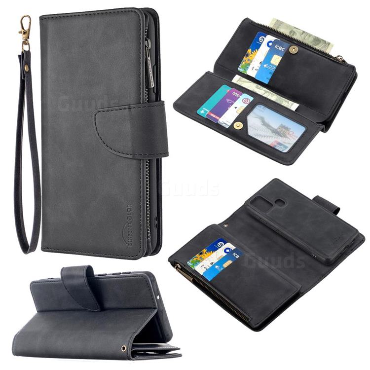 Binfen Color BF02 Sensory Buckle Zipper Multifunction Leather Phone Wallet for Samsung Galaxy A21s - Black