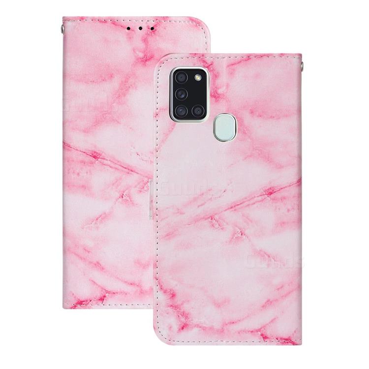 Pink Marble PU Leather Wallet Case for Samsung Galaxy A21s