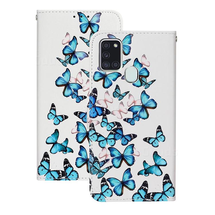 Blue Vivid Butterflies PU Leather Wallet Case for Samsung Galaxy A21s