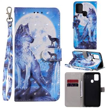 Ice Wolf 3D Painted Leather Wallet Phone Case for Samsung Galaxy A21s