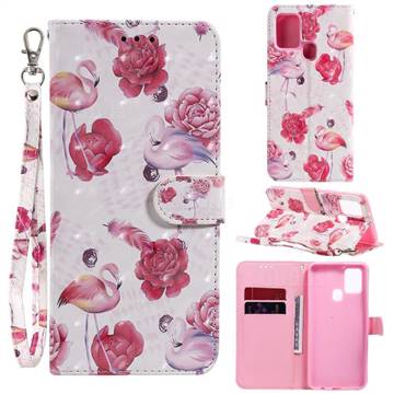 Flamingo 3D Painted Leather Wallet Phone Case for Samsung Galaxy A21s