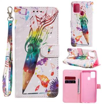 Music Pen 3D Painted Leather Wallet Phone Case for Samsung Galaxy A21s