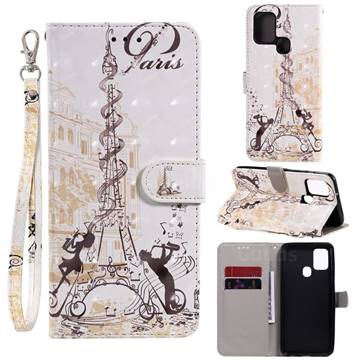 Tower Couple 3D Painted Leather Wallet Phone Case for Samsung Galaxy A21s