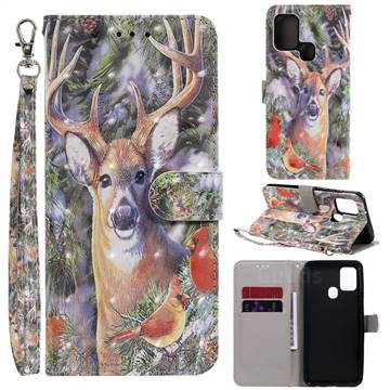 Elk Deer 3D Painted Leather Wallet Phone Case for Samsung Galaxy A21s