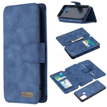 Binfen Color BF07 Frosted Zipper Bag Multifunction Leather Phone Wallet for Samsung Galaxy A21s - Blue
