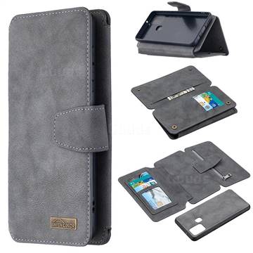 Binfen Color BF07 Frosted Zipper Bag Multifunction Leather Phone Wallet for Samsung Galaxy A21s - Gray
