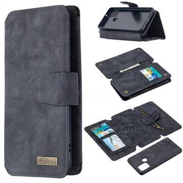 Binfen Color BF07 Frosted Zipper Bag Multifunction Leather Phone Wallet for Samsung Galaxy A21s - Black
