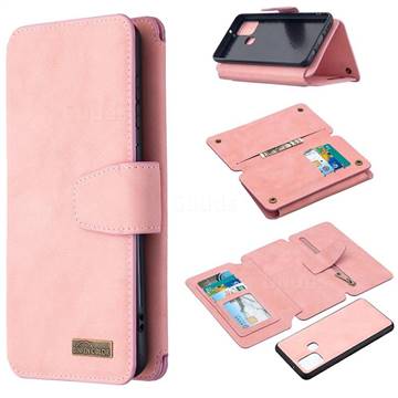 Binfen Color BF07 Frosted Zipper Bag Multifunction Leather Phone Wallet for Samsung Galaxy A21s - Pink
