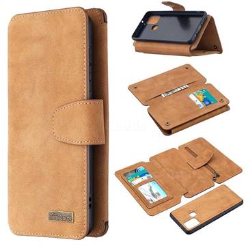 Binfen Color BF07 Frosted Zipper Bag Multifunction Leather Phone Wallet for Samsung Galaxy A21s - Brown