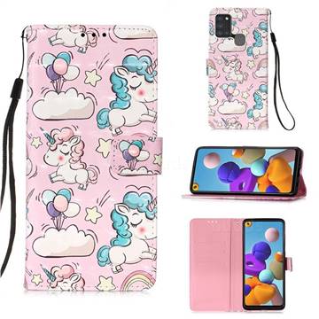 Angel Pony 3D Painted Leather Wallet Case for Samsung Galaxy A21s