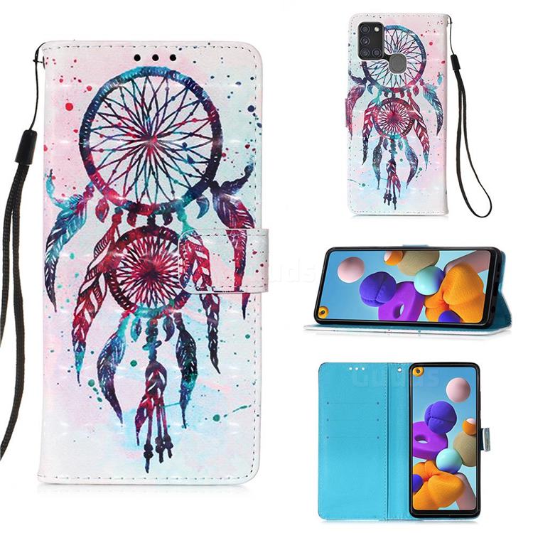 ColorDrops Wind Chimes 3D Painted Leather Wallet Case for Samsung Galaxy A21s