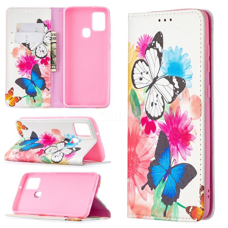 Flying Butterflies Slim Magnetic Attraction Wallet Flip Cover for Samsung Galaxy A21s