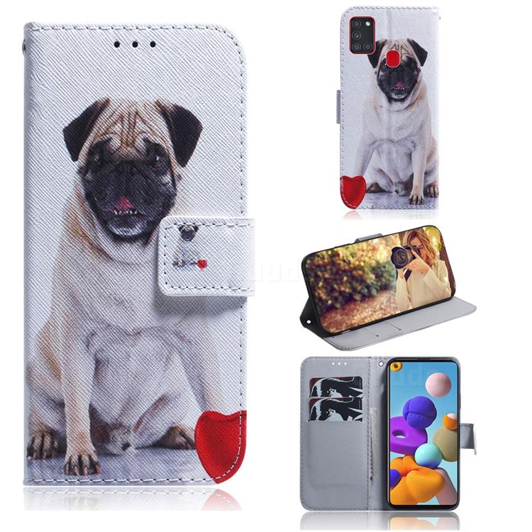 Pug Dog PU Leather Wallet Case for Samsung Galaxy A21s