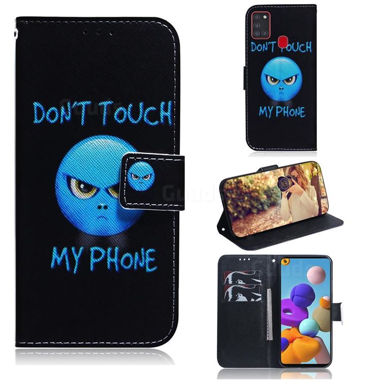 Not Touch My Phone PU Leather Wallet Case for Samsung Galaxy A21s