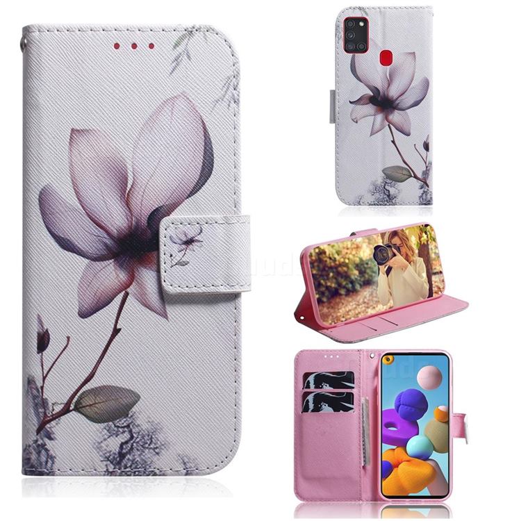 Magnolia Flower PU Leather Wallet Case for Samsung Galaxy A21s