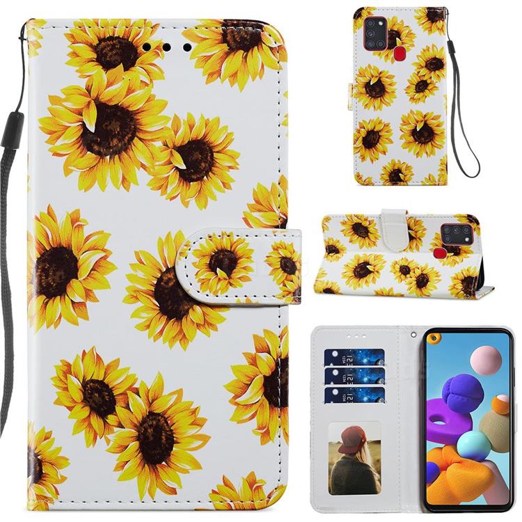 Sunflower Smooth Leather Phone Wallet Case for Samsung Galaxy A21s