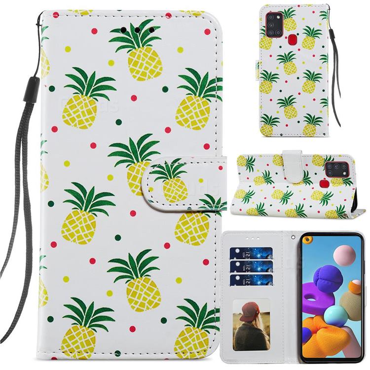 Pineapple Smooth Leather Phone Wallet Case for Samsung Galaxy A21s