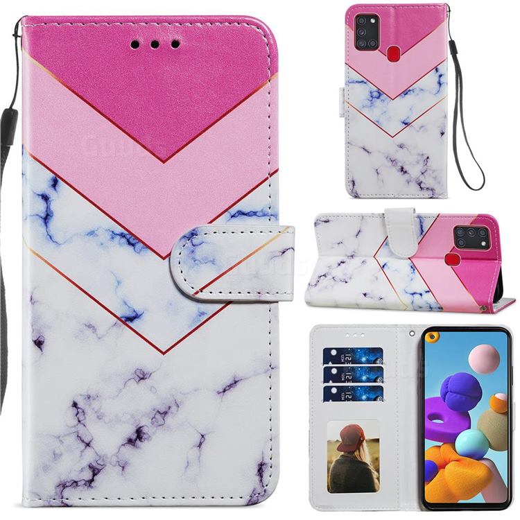 Smoke Marble Smooth Leather Phone Wallet Case for Samsung Galaxy A21s