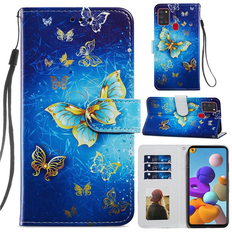 Phnom Penh Butterfly Smooth Leather Phone Wallet Case for Samsung Galaxy A21s