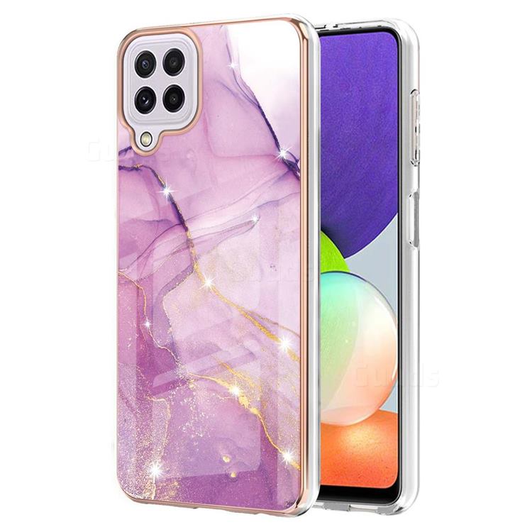 Dream Violet Electroplated Gold Frame 2.0 Thickness Plating Marble IMD Soft Back Cover for Samsung Galaxy A22 4G