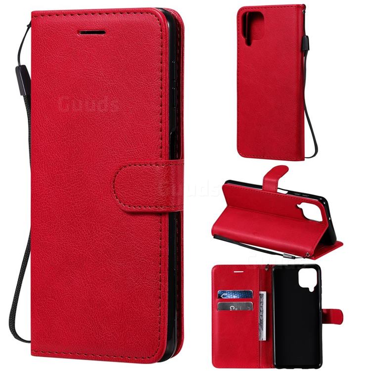 Retro Greek Classic Smooth PU Leather Wallet Phone Case for Samsung Galaxy A22 4G - Red