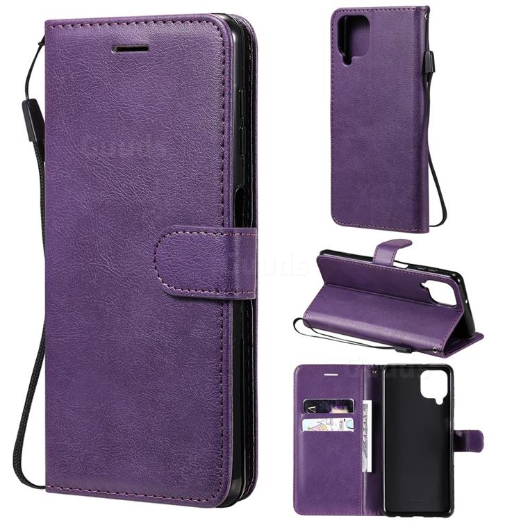 Retro Greek Classic Smooth PU Leather Wallet Phone Case for Samsung Galaxy A22 4G - Purple