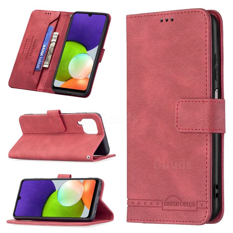 Binfen Color RFID Blocking Leather Wallet Case for Samsung Galaxy A22 4G - Red