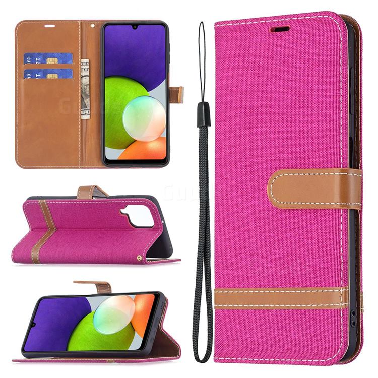 Jeans Cowboy Denim Leather Wallet Case for Samsung Galaxy A22 4G - Rose