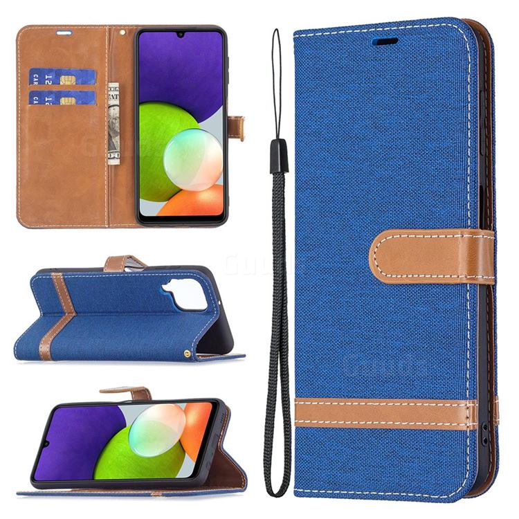 Jeans Cowboy Denim Leather Wallet Case for Samsung Galaxy A22 4G - Sapphire