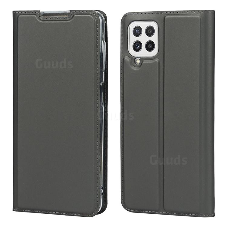 Ultra Slim Card Magnetic Automatic Suction Leather Wallet Case for Samsung Galaxy A22 4G - Star Grey
