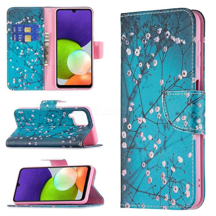 Blue Plum Leather Wallet Case for Samsung Galaxy A22 4G