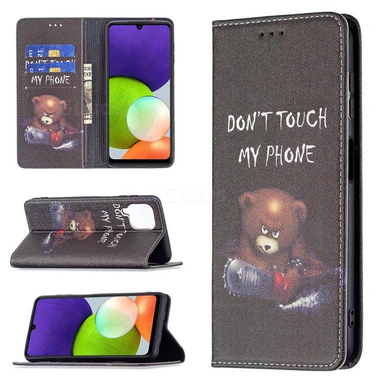 Chainsaw Bear Slim Magnetic Attraction Wallet Flip Cover for Samsung Galaxy A22 4G