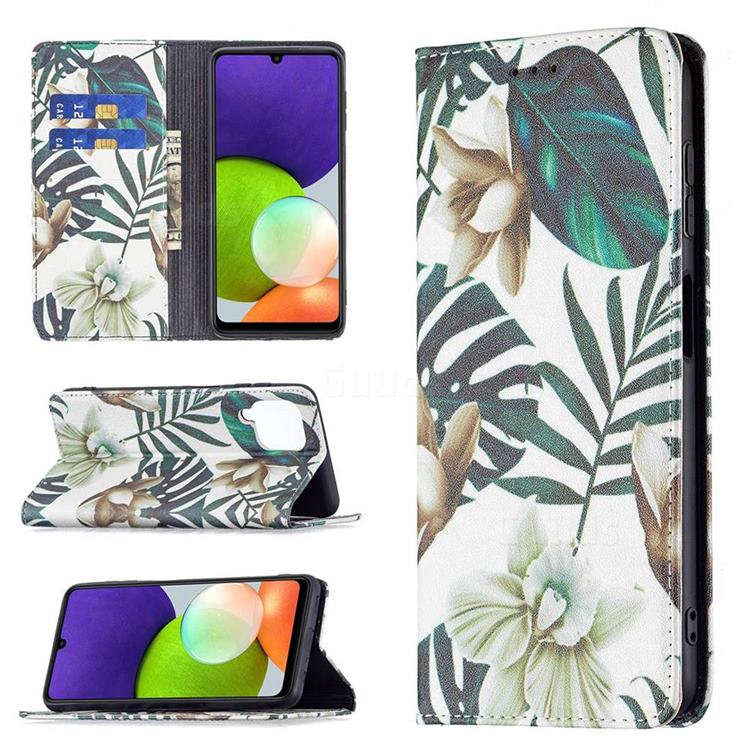 Flower Leaf Slim Magnetic Attraction Wallet Flip Cover for Samsung Galaxy A22 4G