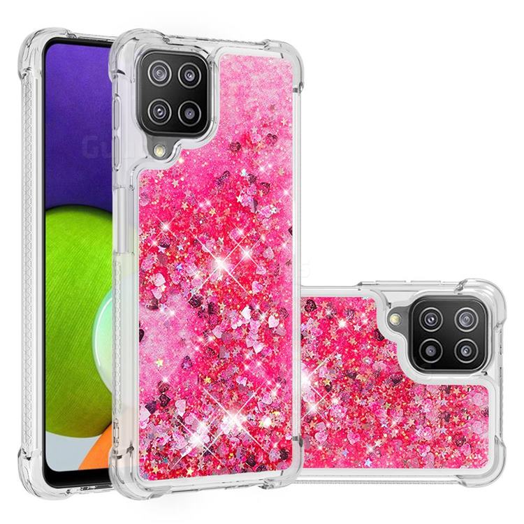 Dynamic Liquid Glitter Sand Quicksand TPU Case for Samsung Galaxy A22 4G - Pink Love Heart