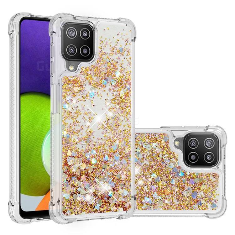 Dynamic Liquid Glitter Sand Quicksand TPU Case for Samsung Galaxy A22 4G - Rose Gold Love Heart