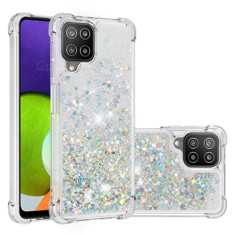 Dynamic Liquid Glitter Sand Quicksand Star TPU Case for Samsung Galaxy A22 4G - Silver