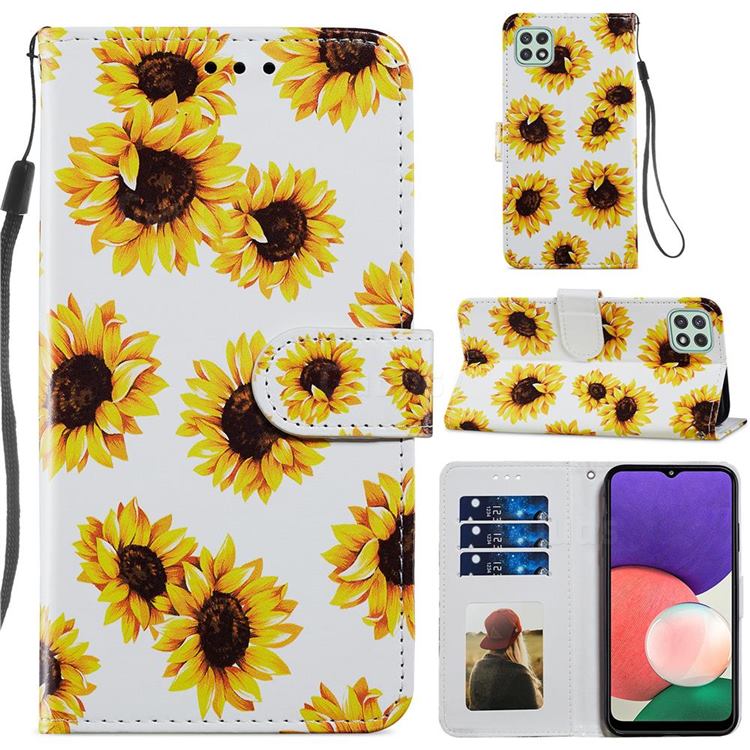 Sunflower Smooth Leather Phone Wallet Case for Samsung Galaxy A22 5G