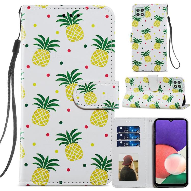 Pineapple Smooth Leather Phone Wallet Case for Samsung Galaxy A22 5G
