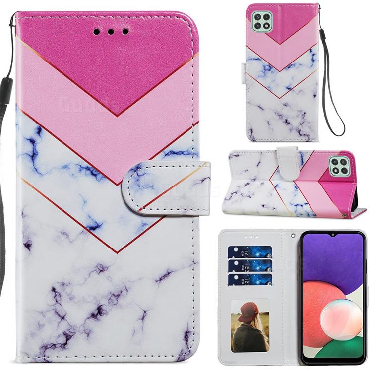 Smoke Marble Smooth Leather Phone Wallet Case for Samsung Galaxy A22 5G
