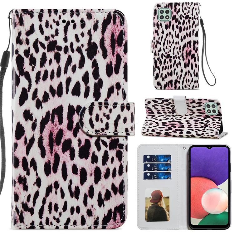 Leopard Smooth Leather Phone Wallet Case for Samsung Galaxy A22 5G