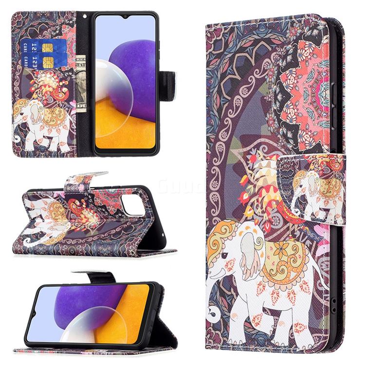 Totem Flower Elephant Leather Wallet Case for Samsung Galaxy A22 5G